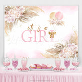 Lofaris Pink And Leaves Balloons Baby Shower Backdrop For Girl